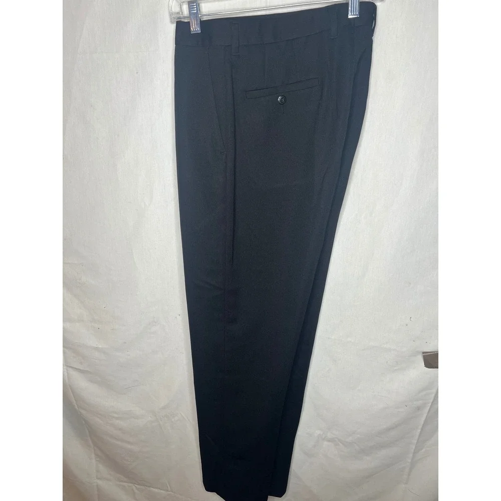 Claiborne Mens Black Textured Dress Pants Flat Front Straight Leg‎ 34x34 WPL 386